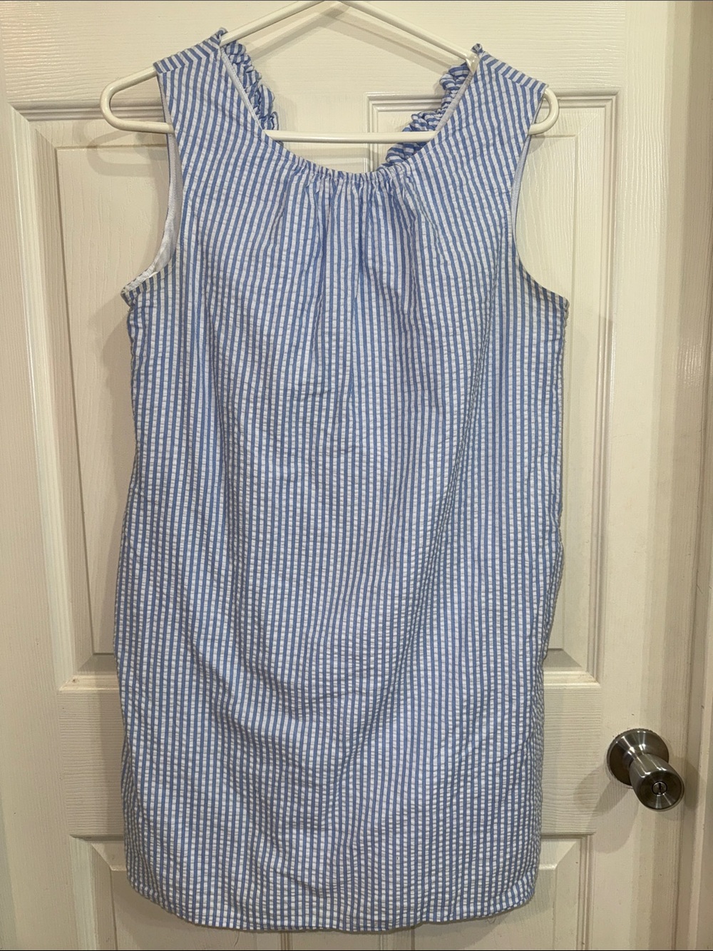 crown & ivy Blue and White Striped Sleeveless Shift Dress